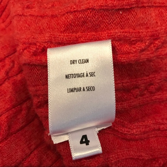 Merino Wool Dark Coral Turtleneck Sweater Petite S - Picture 4 of 4